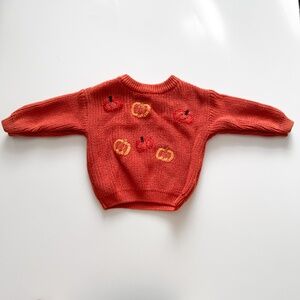 Pumpkin Knit Sweater Top for Baby 3-6 months,  orange
